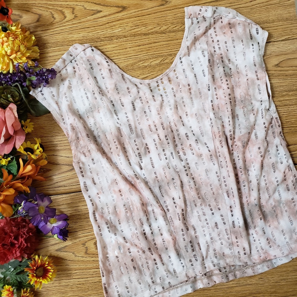 BCBG Blush Gray Distressed Top